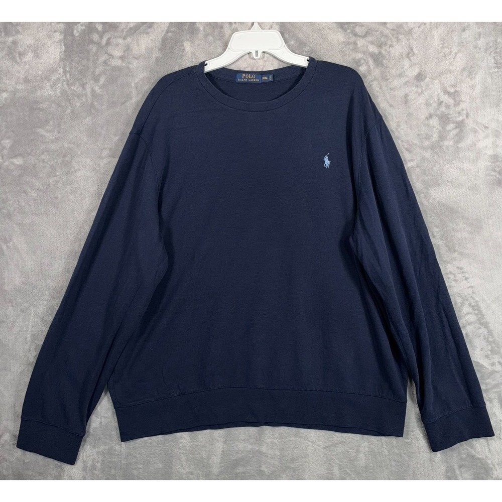 Polo Ralph Lauren Crewneck Lightweight Sweatshirt Mens 2XL Navy Blue Cotton